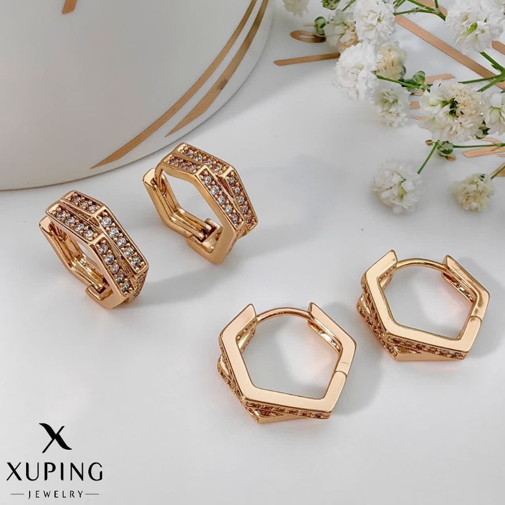 گوشواره 6 ضلعی نگین دار ژوپینگ کد 2250